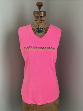 Rare Vintage Harley Davidson Rainbow Logo Tank, Size Large